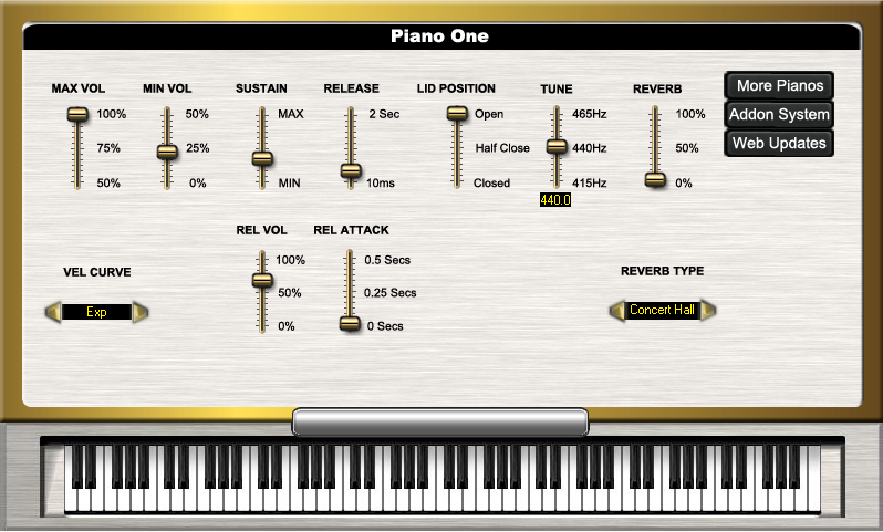 Accesorios Distracción Rareza Piano virtual gratuito de la compañía Sound Magic emula piano de cola  Yamaha C7.